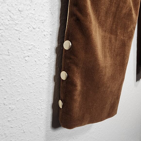 Gianni Versace Velvet Pants High Waist Cinnamon Brown Gold Tuxedo Stripes Vtg 8 - Picture 7 of 12